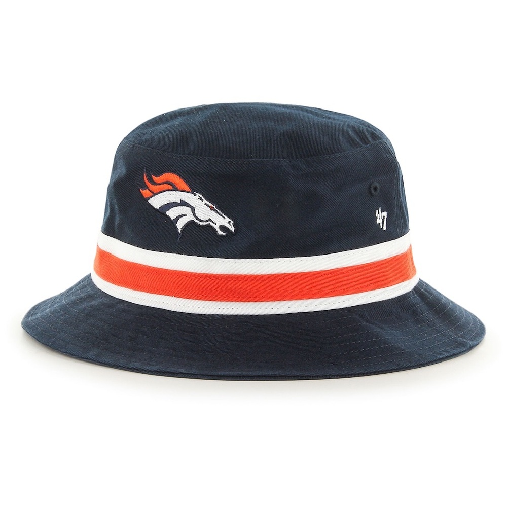 ‘47 BRAND MENS DENVER BRONCOS STRIPED COTTON BUCKET HAT NAVY BLUE OS NWT